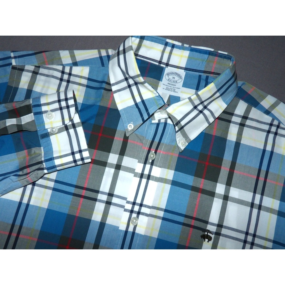 Brooks Brothers REGENT Long Sleeved Plaid Casual Button Up Shirt Men's XL
